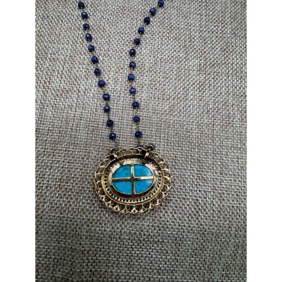 Rarities by Carol Brodie Turquoise & Blue Gemstone Pendant Necklace Collector’s - Picture 4 of 11